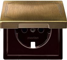 Лицевая панель Schneider Electric Merten Antique для 1-м. розетки 220Вт с крышкой античная латунь картинка